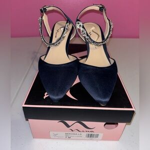 Nina Navy Heels with Glitter Strap